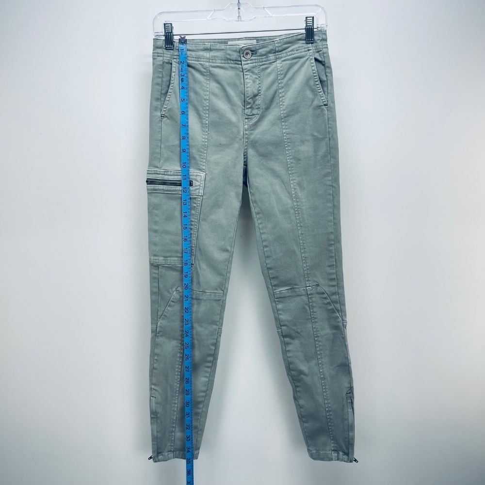 Anthropologie Pants Sz 27 Women’s Moto Utility Trouser Skinny Sage Green - Picture 6 of 13